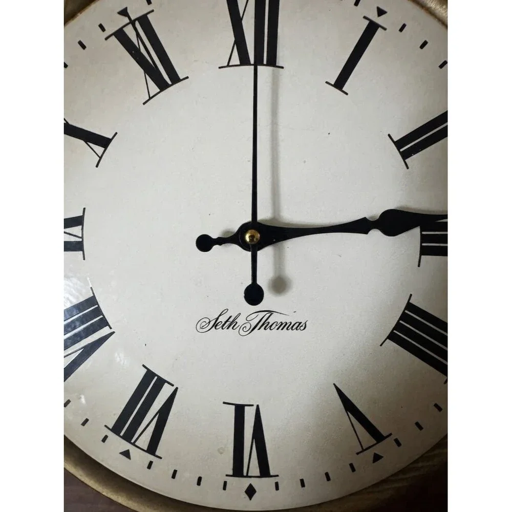 Vintage Seth Thomas Golden Rule Wall Clock E477-009 Octagon Wood Frame